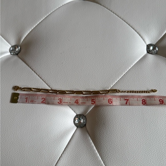 Gold Plated Paperclip Stainless Steel Chain Chunky Bracelet Adjustable New NWT - Picture 7 of 7